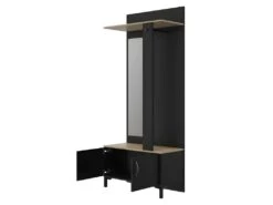 Meuble D'entrée 2 Portes - Made In France - Décor Chene Sonoma Et Noir - L 81 X H 190 X P 37 Cm - STORE -Electroménager Soldes dressing et vestiaire 12990141