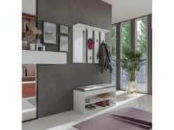 PARMI - Vestiaire D'entrée - Meuble D'entrée Avec Banc Et Miroir - Portmanteau - Patère Murale -Electroménager Soldes dressing et vestiaire 13011211