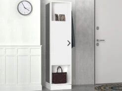 Vestiaire Pivotant Avec Rangements Et 1 Miroir - Blanc - ARALDI