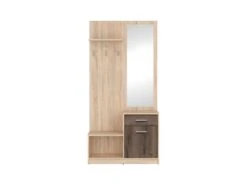 AGATTA - Meuble D'entrée - Vestiaire - Style Scandinave - 185.5x90x30.5 Cm - Miroir