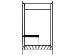 Vita - Vestiaire D'entrée En Bois Et Métal Avec 2 étagères - Couleur - Noir