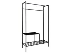 Vita - Vestiaire D'entrée En Bois Et Métal Avec 2 étagères - Couleur - Noir -Electroménager Soldes dressing et vestiaire 13290077