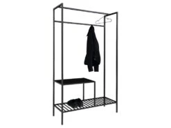 Vita - Vestiaire D'entrée En Bois Et Métal Avec 2 étagères - Couleur - Noir -Electroménager Soldes dressing et vestiaire 13290079