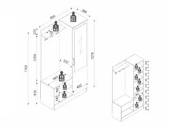 Vestiaire Avec 1 Porte, 2 Niches Et 1 Miroir - Blanc - WINONA -Electroménager Soldes dressing et vestiaire 14105251