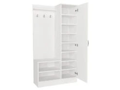 Vestiaire Avec 1 Porte, 2 Niches Et 1 Miroir - Blanc - WINONA -Electroménager Soldes dressing et vestiaire 14105399