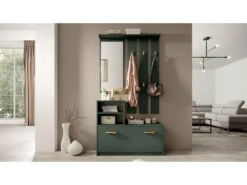 Vestiaire D’entrée / Meuble D’entrée - Vert Bouteille - Armoire à Chaussures - Portemanteau - Miroir - 85 Cm - YESFIR -Electroménager Soldes dressing et vestiaire 14111403