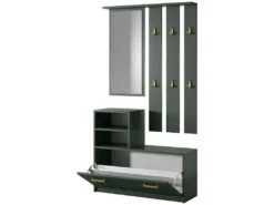 Vestiaire D’entrée / Meuble D’entrée - Vert Bouteille - Armoire à Chaussures - Portemanteau - Miroir - 85 Cm - YESFIR -Electroménager Soldes dressing et vestiaire 14111405
