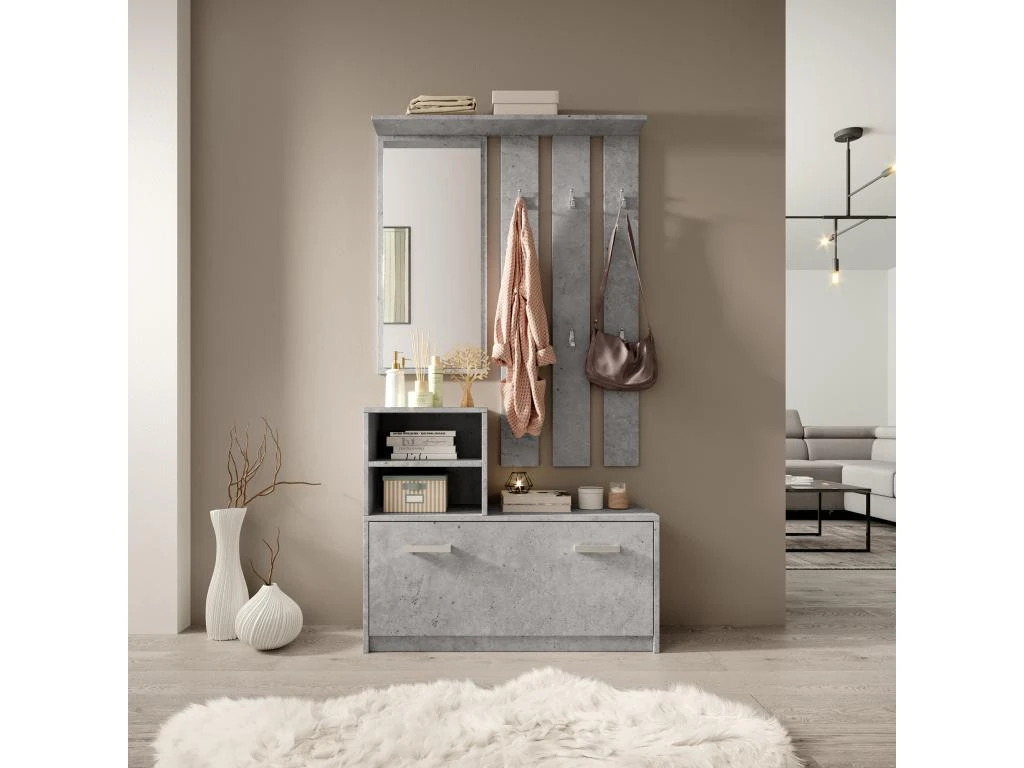 Vestiaire D’entrée / Meuble D’entrée - Béton, 85 Cm - YESFIR 3 Vestiaire D’entrée / Meuble D’entrée - Béton, 85 Cm - YESFIR