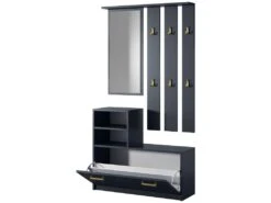 Vestiaire D’entrée / Meuble D’entrée - Bleu Marin - Armoire à Chaussures - Portemanteau - Miroir - 85 Cm - YESFIR -Electroménager Soldes dressing et vestiaire 14111489