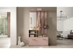Vestiaire D’entrée / Meuble D’entrée - Rose Poudré - Portemanteau - Miroir - 85 Cm - YESFIR -Electroménager Soldes dressing et vestiaire 14111501