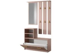 Vestiaire D’entrée / Meuble D’entrée - Rose Poudré - Portemanteau - Miroir - 85 Cm - YESFIR -Electroménager Soldes dressing et vestiaire 14111503