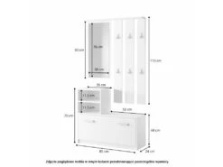 Vestiaire D’entrée / Meuble D’entrée - Rose Poudré - Portemanteau - Miroir - 85 Cm - YESFIR -Electroménager Soldes dressing et vestiaire 14111509