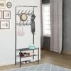 Portant Vêtement Porte-manteaux Vestiaire D'entrée Style Contemporain Multi-rangements 67L X 30l X 185H Cm Noir -Electroménager Soldes dressing et vestiaire 14182503