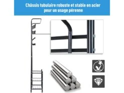 Portant Vêtement Porte-manteaux Vestiaire D'entrée Style Contemporain Multi-rangements 67L X 30l X 185H Cm Noir -Electroménager Soldes dressing et vestiaire 14182511