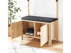 Vestiaire D'entrée JAPENDI Effet Chêne Et Gris Anthracite H185cm -Electroménager Soldes dressing et vestiaire 14404781