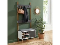 Vestiaire D'entrée ADELE Gris Anthracite Et Blanc H180cm -Electroménager Soldes dressing et vestiaire 14404791