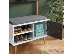 Vestiaire D'entrée ADELE Gris Anthracite Et Blanc H180cm -Electroménager Soldes dressing et vestiaire 14404793