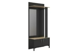 Meuble Vestiaire Noir Avec Miroir - LYON