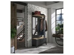 Meuble Vestiaire Noir Avec Miroir - LYON -Electroménager Soldes dressing et vestiaire 17628365