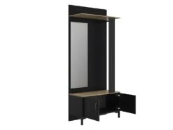 Meuble Vestiaire Noir Avec Miroir - LYON -Electroménager Soldes dressing et vestiaire 17628369
