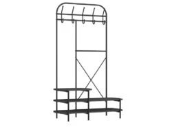 Vestiaire D'entrée Style Industriel Avec Plateaux En Bois Noir