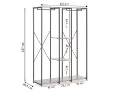 Portemanteau Jana 3 étagères 2 Barres, Couleur Chêne/noir -Electroménager Soldes dressing et vestiaire 19960221