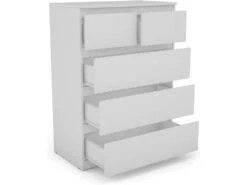 Commode Avec 5 Tiroirs, Armoire Multifonction Moderne Avec Rails En Métal, 75 X 42 X 104 Cm