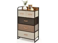 Commode Polyvalente Tour De Rangement Cadre En Acier Et Plateau En Bois Pour Couloir