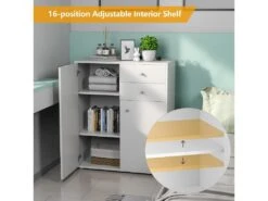 Commode, Meuble De Rangement Avec 2 Tiroirs Et 2 Portes, 72 X 34 X 85,5 Cm -Electroménager Soldes dressing et vestiaire 20920759