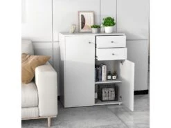 Commode, Meuble De Rangement Avec 2 Tiroirs Et 2 Portes, 72 X 34 X 85,5 Cm -Electroménager Soldes dressing et vestiaire 20920763