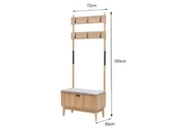 Vestiaire D'entrée En Bois Massif Et Tissu Gris -Electroménager Soldes dressing et vestiaire 21013325