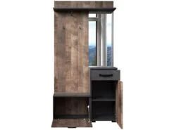 Ensemble De 4 Meubles D'entrée - Mélaminé - Naturel-Gris - 104 - 190 - 32 Cm -Electroménager Soldes dressing et vestiaire 22678829