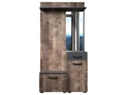 Ensemble De 4 Meubles D'entrée - Mélaminé - Naturel-Gris - 104 - 190 - 32 Cm -Electroménager Soldes dressing et vestiaire 22678833