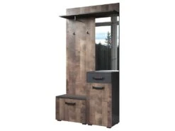 Ensemble De 4 Meubles D'entrée - Mélaminé - Naturel-Gris - 104 - 190 - 32 Cm -Electroménager Soldes dressing et vestiaire 22678841