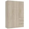 Vestiaire Fullerton, Armoire De Chambre à 3 Portes Et 3 Tiroirs, Armoire Avec 3 étagères Et Barre De Cintre, 135x52h200 Cm, Chêne