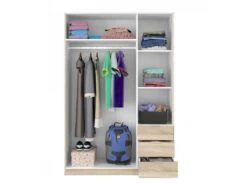 Vestiaire Fullerton, Armoire De Chambre à 3 Portes Et 3 Tiroirs, Armoire Avec 3 étagères Et Barre De Cintre, 135x52h200 Cm, Chêne -Electroménager Soldes dressing et vestiaire 22788899