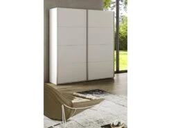 Vestiaire Ponce, Armoire De Chambre à 2 Portes Coulissantes, Armoire Avec Tringle à Vêtements Et 2 étagères, 150x60h200 Cm, Blanc -Electroménager Soldes dressing et vestiaire 22788997