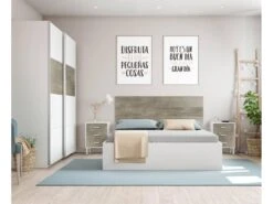 Vestiaire Elgin, Armoire De Chambre à 2 Portes Coulissantes, Armoire Avec Barre à Vêtements Et 3 étagères, 180X60h200 Cm, Blanc Et Chêne -Electroménager Soldes dressing et vestiaire 22789503