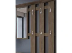 Meuble D'entrée Dbiagin, Hall D'entrée Moderne Avec Miroir, Armoire Avec étagère à Chaussures, Armoire Multifonction, 100x25h180 Cm, Blanc Et Chêne -Electroménager Soldes dressing et vestiaire 22860541