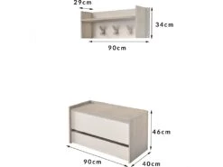 Meuble D'entrée Brionia, Hall D'entrée Moderne Avec Portemanteau, Meuble Avec étagère à Chaussures, Armoire Multifonction, Cm 50x32h182, Chêne Et Blanc -Electroménager Soldes dressing et vestiaire 22860547
