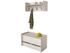 Meuble D'entrée Brionia, Hall D'entrée Moderne Avec Portemanteau, Meuble Avec étagère à Chaussures, Armoire Multifonction, Cm 50x32h182, Chêne Et Blanc -Electroménager Soldes dressing et vestiaire 22860551