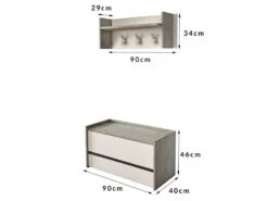 Meuble D'entrée Dap, Entrée Moderne Avec Portemanteau, Meuble Avec étagère à Chaussures, Armoire Multifonction, Cm 50x32h182, Blanc -Electroménager Soldes dressing et vestiaire 22860635