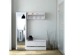 Meuble D'entrée Dap, Entrée Moderne Avec Portemanteau, Meuble Avec étagère à Chaussures, Armoire Multifonction, Cm 50x32h182, Blanc -Electroménager Soldes dressing et vestiaire 22860637