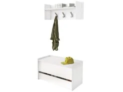 Meuble D'entrée Dap, Entrée Moderne Avec Portemanteau, Meuble Avec étagère à Chaussures, Armoire Multifonction, Cm 50x32h182, Blanc -Electroménager Soldes dressing et vestiaire 22860639