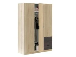 Vestiaire Daband, Armoire De Chambre à 3 Portes Et 3 Tiroirs, Armoire Avec Barre à Vêtements Et 3 étagères, 121x52h180 Cm, Chêne Et Oxyde -Electroménager Soldes dressing et vestiaire 22874223
