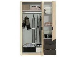 Vestiaire Daband, Armoire De Chambre à 3 Portes Et 3 Tiroirs, Armoire Avec Barre à Vêtements Et 3 étagères, 121x52h180 Cm, Chêne Et Oxyde -Electroménager Soldes dressing et vestiaire 22874225