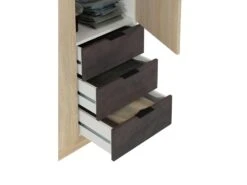 Vestiaire Daband, Armoire De Chambre à 3 Portes Et 3 Tiroirs, Armoire Avec Barre à Vêtements Et 3 étagères, 121x52h180 Cm, Chêne Et Oxyde -Electroménager Soldes dressing et vestiaire 22874227