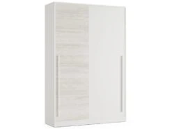 Vestiaire Dcelesi, Armoire De Chambre à 2 Portes Coulissantes, Armoire Avec Barre à Vêtements Et 3 étagères, 120x50h200 Cm, Blanc Antique