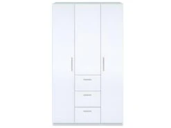 Vestiaire Dmagnini, Armoire De Chambre à 3 Portes Battantes, Armoire Avec Barre à Vêtements Et 3 étagères, 117x52h203 Cm, Blanc -Electroménager Soldes dressing et vestiaire 22874281