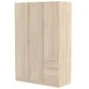 Vestiaire Dnespol, Armoire De Chambre à 3 Portes Et 3 Tiroirs, Armoire Avec 3 étagères Et Barre De Cintre, 121x52h180 Cm, Chêne
